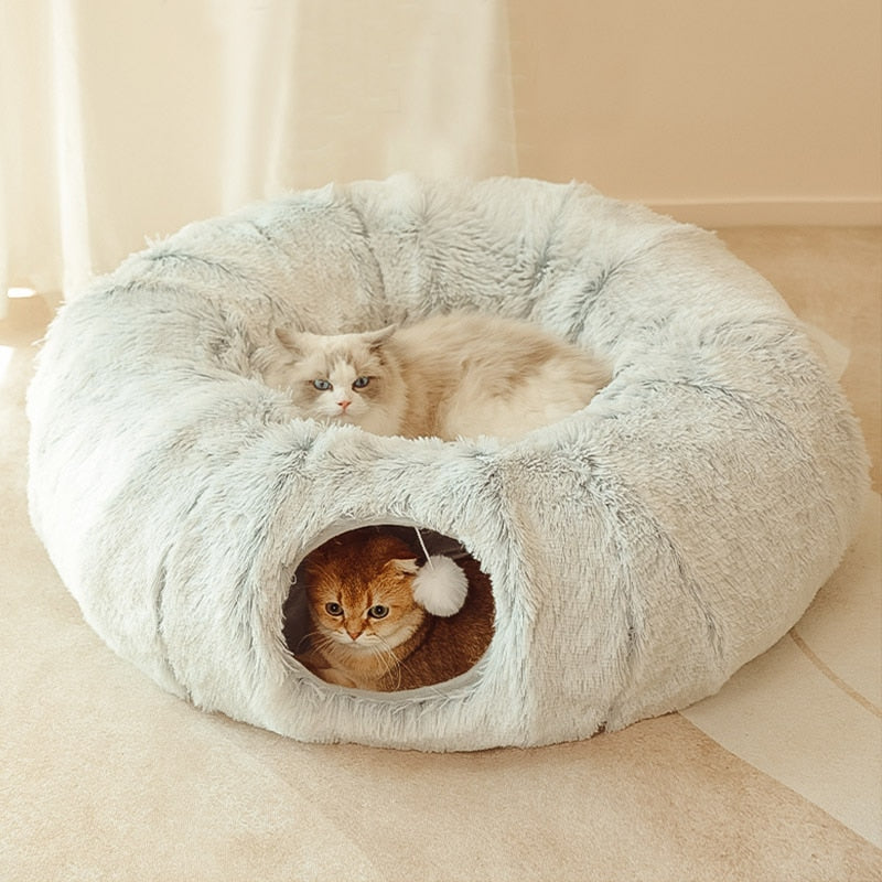 2 In 1 Round Tunnel Cat  Cozy Beds