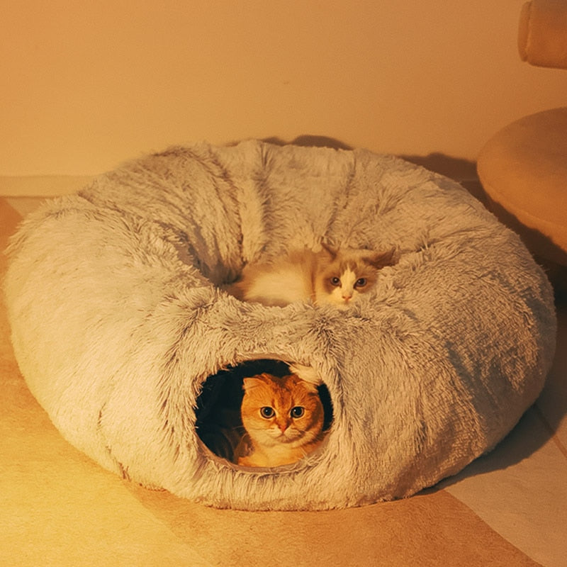 2 In 1 Round Tunnel Cat  Cozy Beds