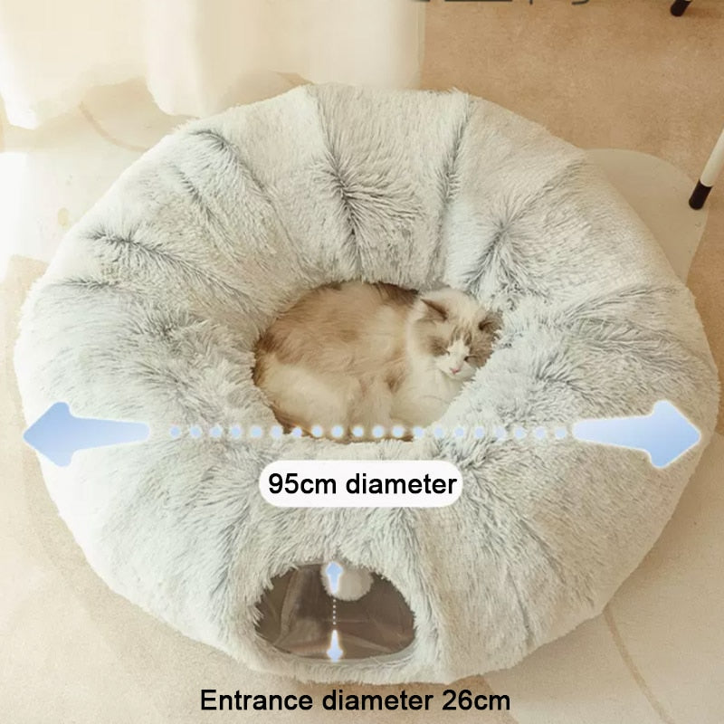 2 In 1 Round Tunnel Cat  Cozy Beds